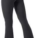 YEOREO Baverly Workout Flare Leggings for Women, 32" Hidden Scrunch Gym Yoga Pants High Waisted Casual Leggings (Medium, Black)