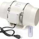 4 Inch Duct Inline Ventilation Exhaust Fan with Remote Controller 296 CFM Duct Intake Fan High Efficiency Air Fan Copper Motor for Ducting Vents Bathroom Grow Tents Hydroponics