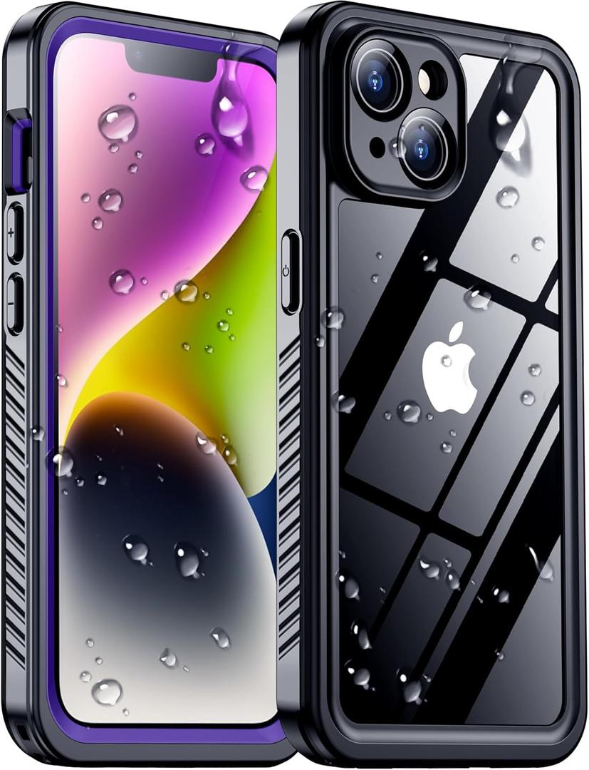 Red2Fire 2024 New for iPhone 14 Case Waterproof,[Built-in Screen Protector & Camera Protector][Full Body Shockproof][IP68 Underwater][Dustproof][Dropproof] Phone Case for iPhone 14 6.1" Purple