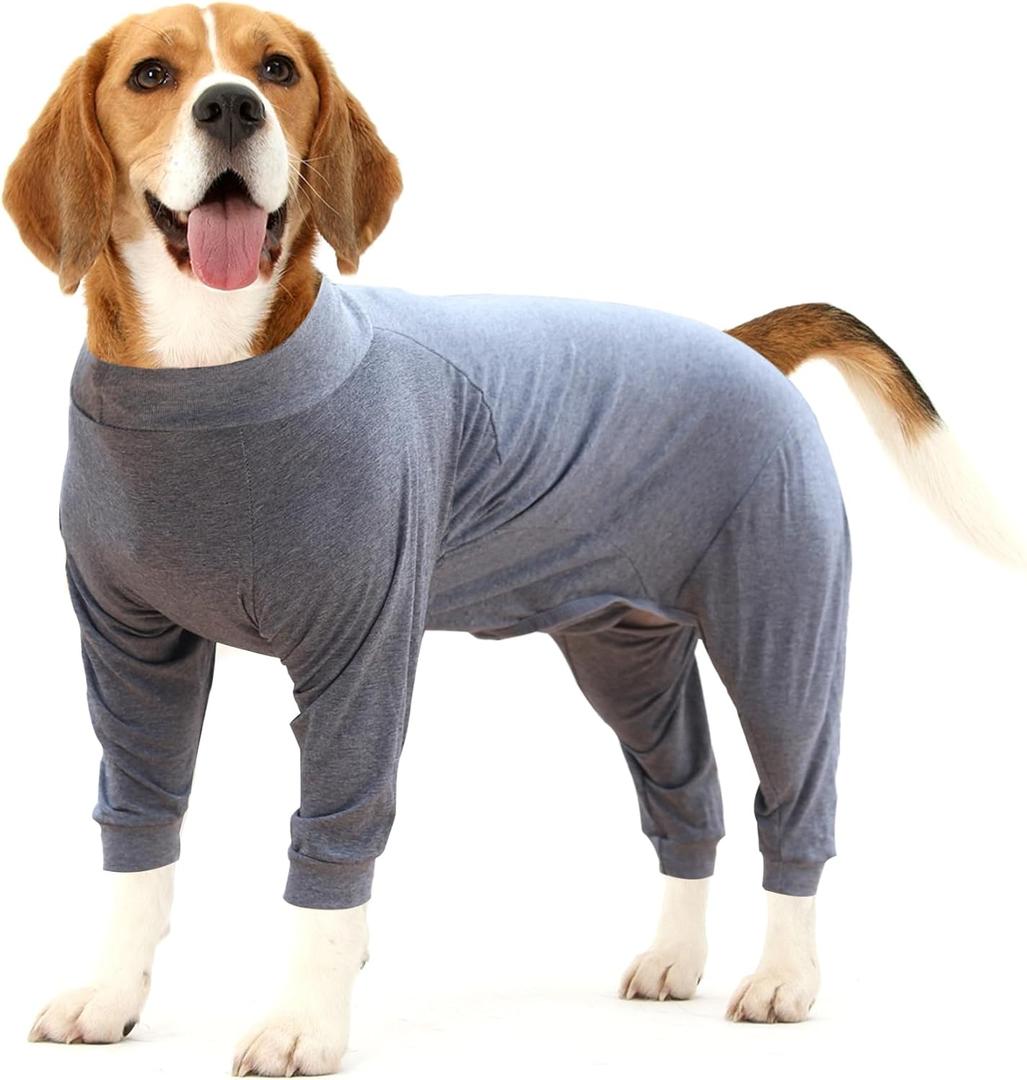 Dog Recovery Suit Abdominal Wound After Surgery Wear Prevent Licking Wounds E-Collar & Cone Alternatives Postoperative Shirt Dog Pajamas Long Sleeve Prevent Shedding (Large, Grey) (Large (Pack of 1))