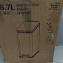 Home Zone Living 4 Gallon Slim Kitchen Trash Can with Soft Close Lid and Step Pedal, Stainless Steel Wastebasket with Removable Liner, Silver
