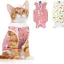2 PCS Cat Recovery Suit Female Cat Onesie for Cats After Surgery Spay Abdominal Wounds, Kitten Surgery Recovery Suit Female Breathable E-Collar Alternative Kitten Onesie Anti Licking Medium