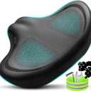 Noseless Bike Seat Cushion for Men & Women - Extra Padding & Comfort Wide Bicycle Seat, Oversized Comfortable Saddle for Peloton Bikes, Exercise Bikes, Electric Bikes, Cruiser Bikes (Upgraded Black)