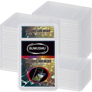 50 pcs 130pt Plastic Graded Card Holders, Card Protectors with Label Position for Trading Cards(2.48 x 3.47 Inch), Slab Baseball Fit for MTG TCG and Sport Cards Storage and Display