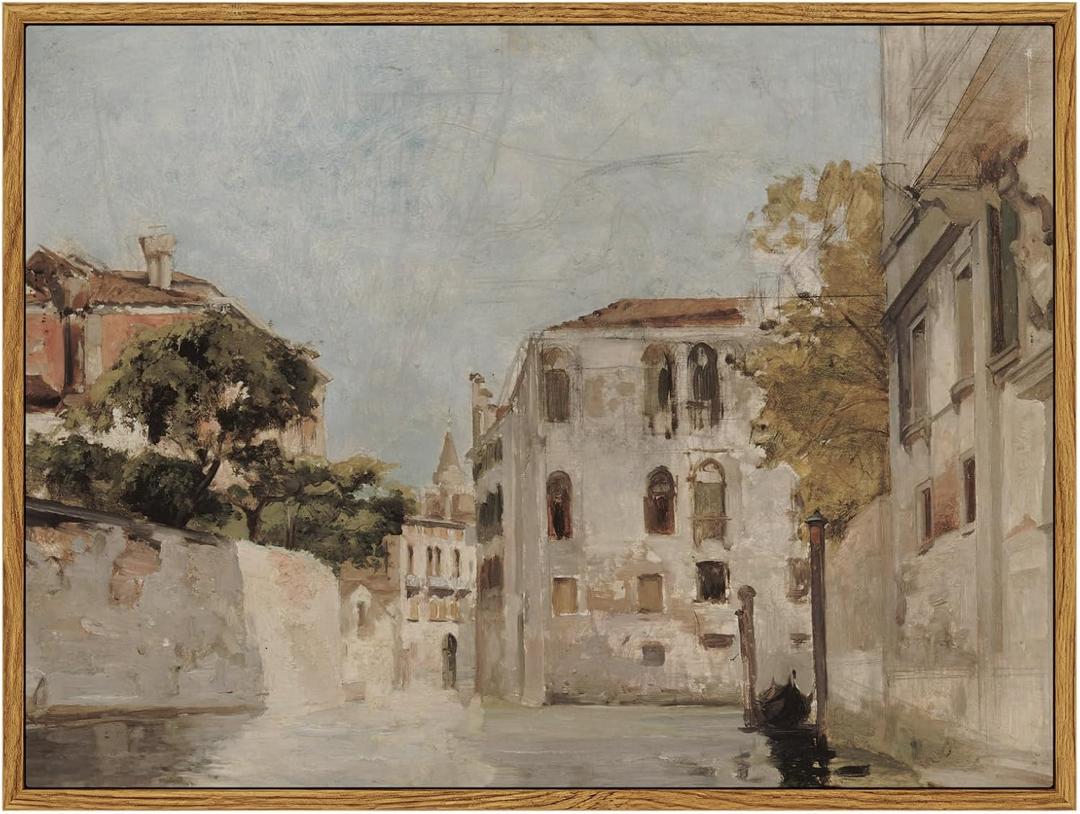 InSimSea Framed Wall Art for Living Room Classical Cityscape Artwork Wall Decorations View of Venice Canvas Prints Bathroom Pictures Farmhouse Office Home Wall Decor 12x16in (Vue de Venise)