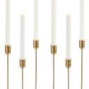 Brass Gold Candlestick Holders, Metal Taper Candle Holders Set of 6, Vintage Modern Candle Sticks Holder Decor for Table Centerpiece, Fireplace Mantel Wedding Housewarming Gift, Candlelit Dinner Dcor