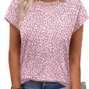 Alaroo Womens Summer Tops Short Sleeve Shirts Crew Neck Tshirt Cute Trendy Tunic Blouses (Pink, M)