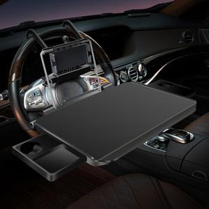 2-in-1 Car Desk, Car Tray for Eating in The Car, Foldable and Easy to Carry Steering Wheel Tray (Black)