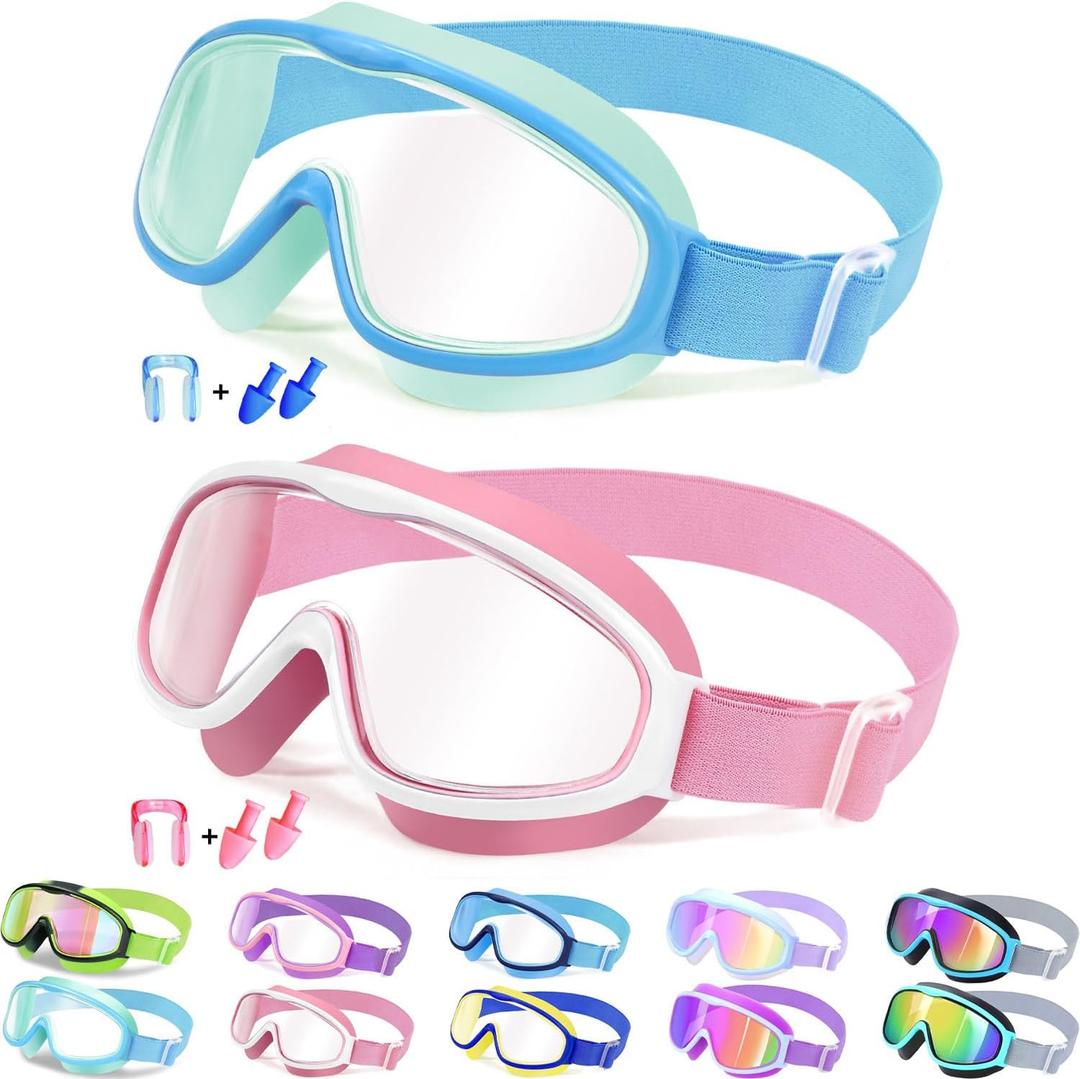 Vvinca Kids Goggles with Comfort Fabric Strap, Kids Swim Goggles Wide View Anti-Fog/UV No Leaking Swimming Goggles for 3-14 (03-blue & Pink) Vvinca Kids Goggles with Comfort Fabric Strap, Kids Swim Goggles Wide View Anti-Fog/UV No Leaking Swimming Goggles for 3-14 (03-blue & Pink)