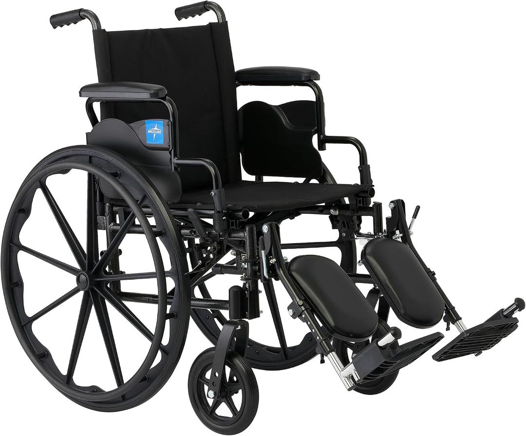 Medline Lightweight Wheelchair for Adults With Swing-Back, Desk-Length Arms, Elevating Leg Rests; 20" x 16"D Seat