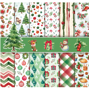 Konsait 24 Sheets Christmas Scrapbook Paper 12x12, Double Sided Watercolor Christmas Pattern Paper Xmas Decorative Papers Xmas Cardstock Pad Origami Papers for Card Making Scrapbook Supplies