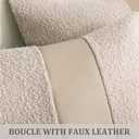 Laolitou 2 Pack Boucle Pillow Covers 18x18 Inch with Faux Leather Accents Pillow Cases Cosy Soft Decorative Pillows for Sofa Couch Bed Chair Bedroom Living Room Home Decor, Oatmeal