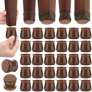 CNDREAM Chair Leg Protector for Hardwood Floors, 32 Pcs Silicone Chair Leg Caps, Felt Furniture Pads for Protecting Wood Floors from Scratches and Noise, Smooth Moving for Chair Seats