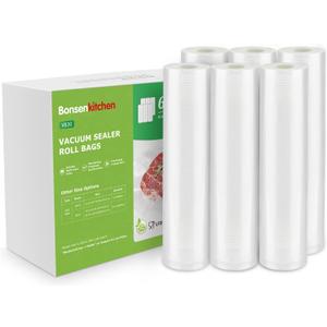 Bonsenkitchen 6 Rolls 8" x 16' Vacuum Sealer Bags for Food with a Color Box, Easy to Store, Commercial Grade, BPA Free, Great for Food Storage or Sous Vide, VB20