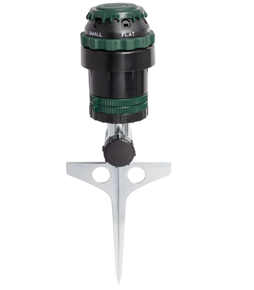 Orbit H2OSix GearDrive Sprinkler on Metal TSpike  Customizable Lawn Watering Coverage  MultiPattern Rotating Head with Adjustable Spray Range  Durable Outdoor Yard Irrigation Sprinkler  58573