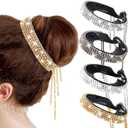 Dilunave 4 Pack Rhinestone Hair Accessories Hair Clips Holder Birds Nest Clip Glitter Bun Cover Claw Clips for Buns Ponytail Holder Accessories Gift for Women Girls