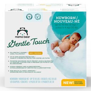 Amazon Brand - Mama Bear Gentle Touch Diapers, Size Newborn, 120 Count (4 packs of 30)