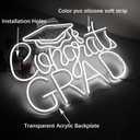 Congrats Grad White Neon Sign 16.512.6 in Crisp LED Backdrop for Grad Photos, 6000K Bright Light, Dimmable with Wired Dimmer, Includes Wall Anchors Tech Grad Gift