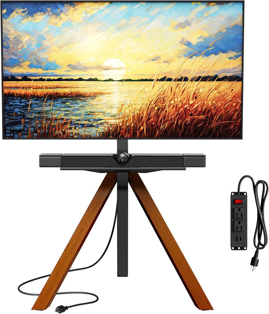 Design Corner TV Stand with Power Outlet for Most 32-75 Inch