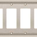 Henne Bery Sunken Pearls Heavy Duty Decorative Wall Plate Switch Plate Outlet Cover (Quad Decorator, Satin Nickel)