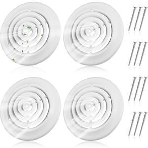 Therwen 4 Pieces 8 Inch Round Vent Cover, Ceiling Diffuser HVAC Vent Duct Cover Replacement with Screws to Install, Fitting in 8 Inch Duct, Outer Dimensions: 11-15/16"