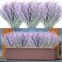 4pcs Artificial Flowers Flocked Plastic Lavender Bundle Fake Plants Wedding Bridle Bouquet Indoor Outdoor Home Kitchen Office Table Centerpieces Arrangements Decor
