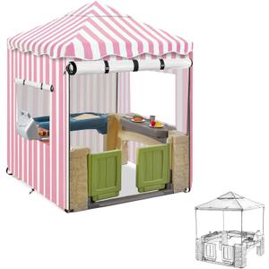 Kids Playhouse Cover,600D Heavy Duty Outdoor Waterproof Play house Covers,47.5"W x47.5"D x60"H with Transparent PVC Doors and Windows,Suitable for All Around Playtime Patio with Canopy Playset (Pink)