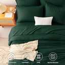 CozyLux King Size Comforter Set Emerald Green Seersucker 7 Pieces Bed in a Bag King Comforter Set with Sheets, Luxury Bedding Sets with Down Alternative Comforter, Sheets, Pillowcases & Shams