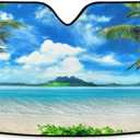 Summer Tropical Palm Trees Beach Car Windshield Sun Shade Forest Sky Sunshade Blocks UV Rays Protector Keep Your Vehicle Cool Sun Shield Visor Cover Foldable for Car Truck SUV L (57 inch * 31.5 inch)
