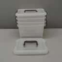 Citylife 4 Packs 6 QT Storage Bins with Lids Clear Plastic Bins with Grey Handle Stackable Storage Containers for Organizing