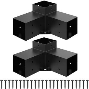 Heavy Alloy Steel Pergola Kit with 3-Way Brackets for 4"x 4" (Actual 3.6" X 3.6") LumberDIY Pergola Brackets Suitable for PergolasGardensand Metal Gazebo Kits - Includes Screws