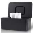 Baby Wipes Dispenser, Wipes Dispenser Baby Wipes Case, Baby Wipe Holder for Fresh Wipes, Non-Slip Wipes Case, Wipe Container with Sealing Design Lid (Black)