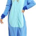 Wishliker Unisex Adult Onesie Pajamas Animal Onesies Women Men Christmas Halloween Cosplay Costume Sleepwear (Blue, XL)
