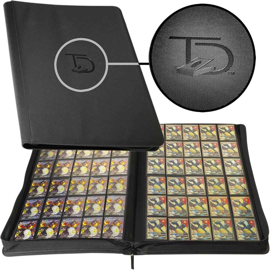 TopDeck 2000 Card Binder - TCG ARCHIVE - 30 Pocket Card Binder - Ringless Binder Compatible with Pokemon Cards, Yu-Gi-Oh, Magic the Gathering, and More - Side Load Sleeves - Cards Album (Black), Holds up to 2000 cards