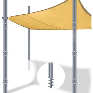Shade Sail Poles, 12 Ft Screw-in Poles for Outdoor Sun Shades - 2.36" Diameter Steel Sun Shade Sail Posts with D-clamp - 2 PCS