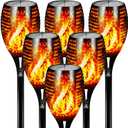 Otdair 96 LED Solar Lights Outdoor Upgraded 6 Pack, 43" Tall & Super Larger Size, Waterproof Solar Torch Light with Flickering Flame, 2200mAh Solar Tiki Torches Decoration Lights, for Path Yard Garden (Warm)