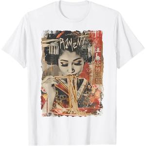 Japanese Ramen Noodles Otaku Y2K Fashion Kawaii Manga Anime T-Shirt L