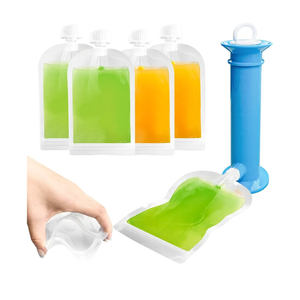 Newmemo 6PCS Reusable Baby Food Pouches Filler Kit Baby Food Pouch Maker for Applesauce Yogurt Smoothie Refillable Fruit Puree Pouch Filling Station Portable Juice Puree Squeezer Storage Bags for Todd