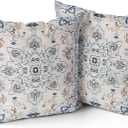 Snycler Boho Throw Pillow Covers 20x20 inch Set of 2 Boho Rug Carpet Double Sided Pattern Short Plush Cotton Soft Pillow Case Cushion Cover Pillowcase for Couch Sofa Bed Decorative (Grey)