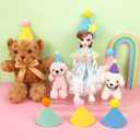 12pcs Mini Party Hats for Stuffed Animals, Birthday Party Cone Hats Dolls Dog Cat Rabbit Puppies Assorted Animal Birthday Decorations