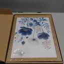 DUWQU 3 Pcs Blue Floral Canvas Wall Art, Wood Framed Navy Blue Wildflower Lily Daisy Wall Decor, Watercolor Botanical Flower Home Poster Art Prints for Living Room Bedroom Bathroom 1216 Inches