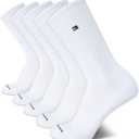 Tommy Hilfiger Mens Crew Socks - 5 Pack Cushioned Stretch Athletic Performance Crew Length Running Socks for Men (7-12, Pure White)