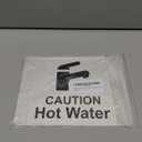 Metallic Silver "Caution Hot Water" Sign  UV Printed Aluminum Safety Warning for Indoor & Outdoor Use, Self-Adhesive Peel & Stick Installation, 145mm x 145mm (Medium)