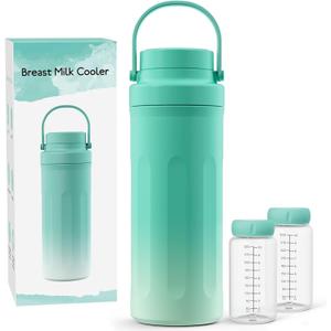 22oz Portable Breast Milk Cooler for Work & Travel, Ice-Free Breastmilk Cooler with 360° Surround Cooling for 24 Hours & Leak-Proof Dual-Bottle Design for Breastfeeding Moms' All-Day Needs