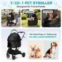 3-in-1 Pet Stroller for Medium Dog & 2 Small Dogs, Up to 50 Lbs Fold Black