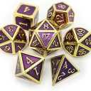 Haxtec D&D Metal Dice Set Gold Purple DND Dice Compatible with Dungeons and Dragons Gifts RPG Roleplaying Dice