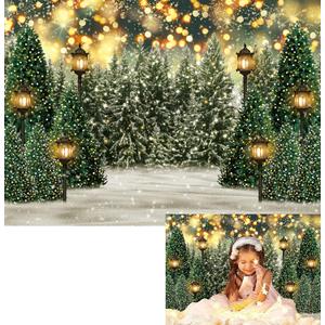 PGSWEER 7x5ft Winter Pine Glitter Background Green Wonderland Photography Backdrop Forest Snowflake Newborn Baby Shower Party Decorations Suplies Photo Studio Portrait Props