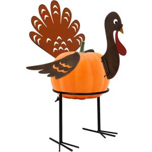 yosager Turkey Pumpkin Making Kit, Colorful Metal Thanksgiving DIY Pumpkins with Stand, Poke into Pumpkin, Thanksgiving Decoration for Autumn Fall Harvest Home Decor