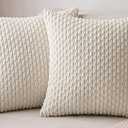 MIULEE Throw Pillow Covers Soft Corduroy Decorative Set of 2 Boho Striped Pillow Covers Pillowcases Farmhouse Home Decor for Couch Bed Sofa 20x20 Inch, Cream White