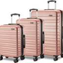 3-Piece Set (21", 26", 30"), Hardshell Suitcases With Wheels, Expandable For Up to 25% More Space, With Scratch-Resistant Surface, Four Multi-directional Wheels, Rose Gold